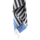 Cotton Beach Towels, 40x70 inches, Black & Blue - Eyaas