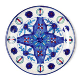 White & Blue Hand-Painted Ceramic Plate, 8 Inch - Eyaas