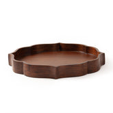 Dark Polish Teak Wooden Serving Tray - Eyaas
