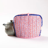 Block-Printed Cotton Tea Cozy Pink & Blue, 9 x 11.5 - Eyaas