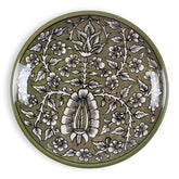 Hand Painted Ceramic Plate - 10 Inch, Olive Green - Eyaas