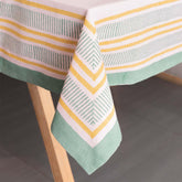 Block Printed Table Cloth, 58x90, Light Pink & Green - Eyaas
