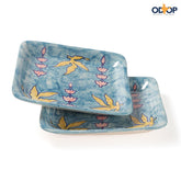 Kalamkari Ceramic Square Serving Platter Set of 2 - Eyaas
