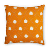 Embroidered Ikat Cushion Cover, 18x18, Mustard - Eyaas