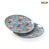 Kalamkari Ceramic Breakfast Plates, Set of 2 (8 Inch) - Eyaas