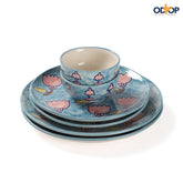 Lotus Hand-Painted 6-Piece Ceramic Dinner Set - Eyaas