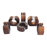 Naga-Inspired Burnt Wood Napkin Rings, Set of 6 - Eyaas