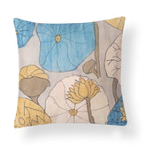 Kalamkari Cushion Cover, 12x12, Pastel, Lotus - Eyaas