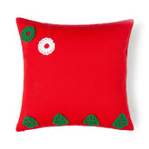 Red Cotton Christmas Cushion 12x12 with Crochet - Eyaas