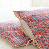 Hand Block Printed Pillow Cover Set of 2, Pink/Yellow - Eyaas