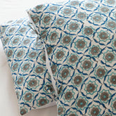 Block Printed Pillow Cover Set of 2, Turquoise & Indigo - Eyaas