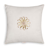 White Gold Gota Patti Chanderi Cushion 12x12 - Eyaas