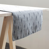 Handlooon Ikat Cotton Table Runner, Grey & Black - Eyaas