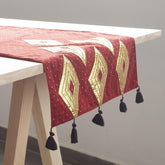 Ajrakh & Gota Work Table Runner, Red & Gold - Eyaas
