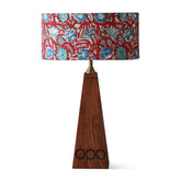 Ajrakh Blockprint Drum Lampshade, 13x9x6, Red & Blue - Eyaas