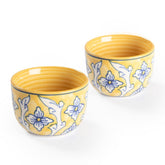 U-Shaped Floral Ceramic Soup Bowl 4x3 Inch- Set of 2 - Eyaas