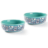 Handpainted Ceramic Bowl - 6x2.5 inches, Turquoise - Eyaas