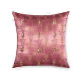 Pink Mashru Embroidered Cushion Cover 12x12 - Eyaas