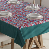 Block Print Table Cover, 60x90 Inches, Red & Green - Eyaas