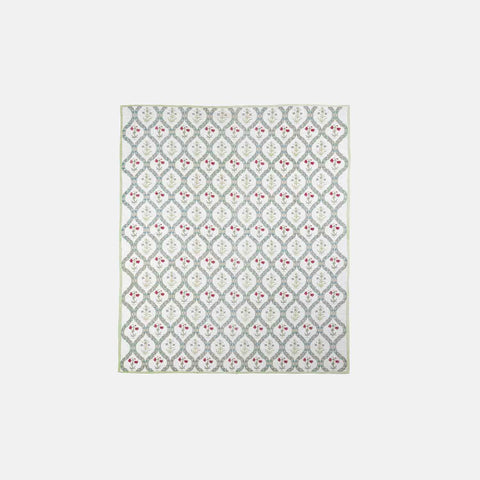 King-size Block Printed Bedcover & Pillow Cases - Green - Eyaas