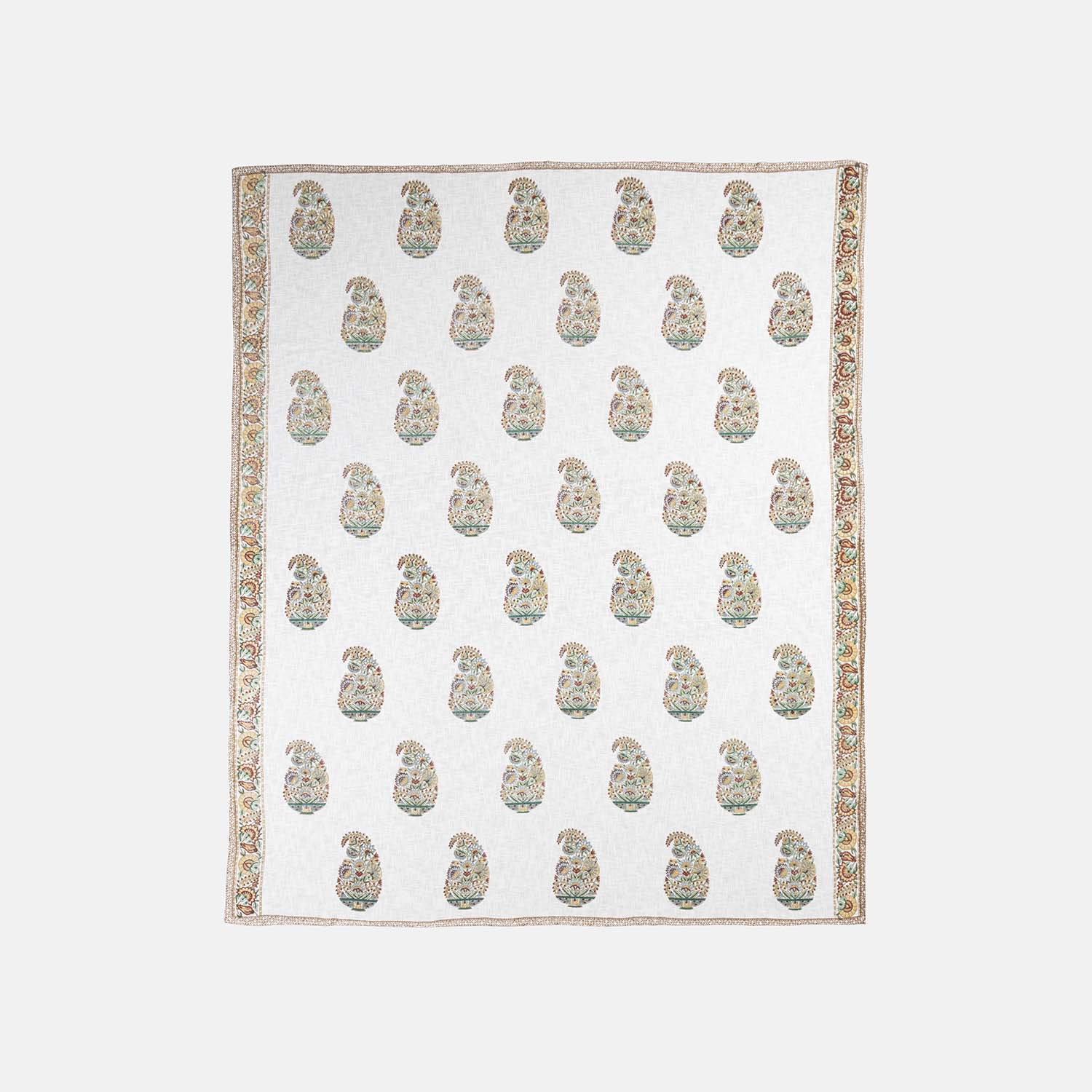 King-size Block Printed Bedcover & Pillow Cases, Multi-Colour - Eyaas
