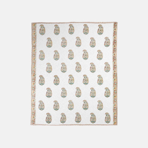 King-size Block Printed Bedcover & Pillow Cases, Multi-Colour - Eyaas