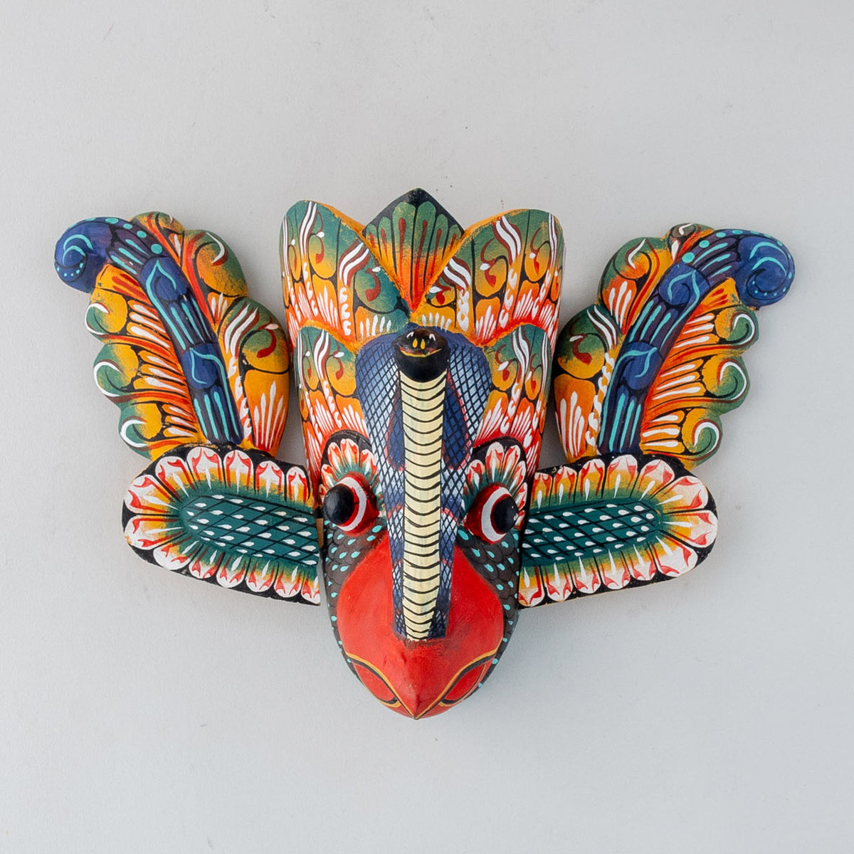 Colourful Sri Lankan Naga Raksha Mask - 6 x 9.25"