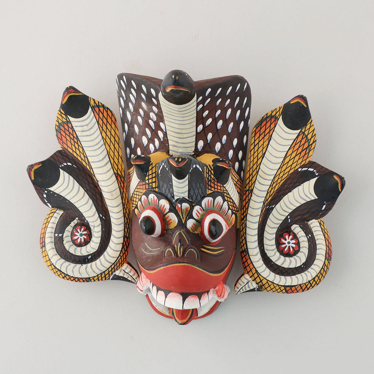 Sri Lankan Naga Raksha Wooden Mask - 6 x 7.5"