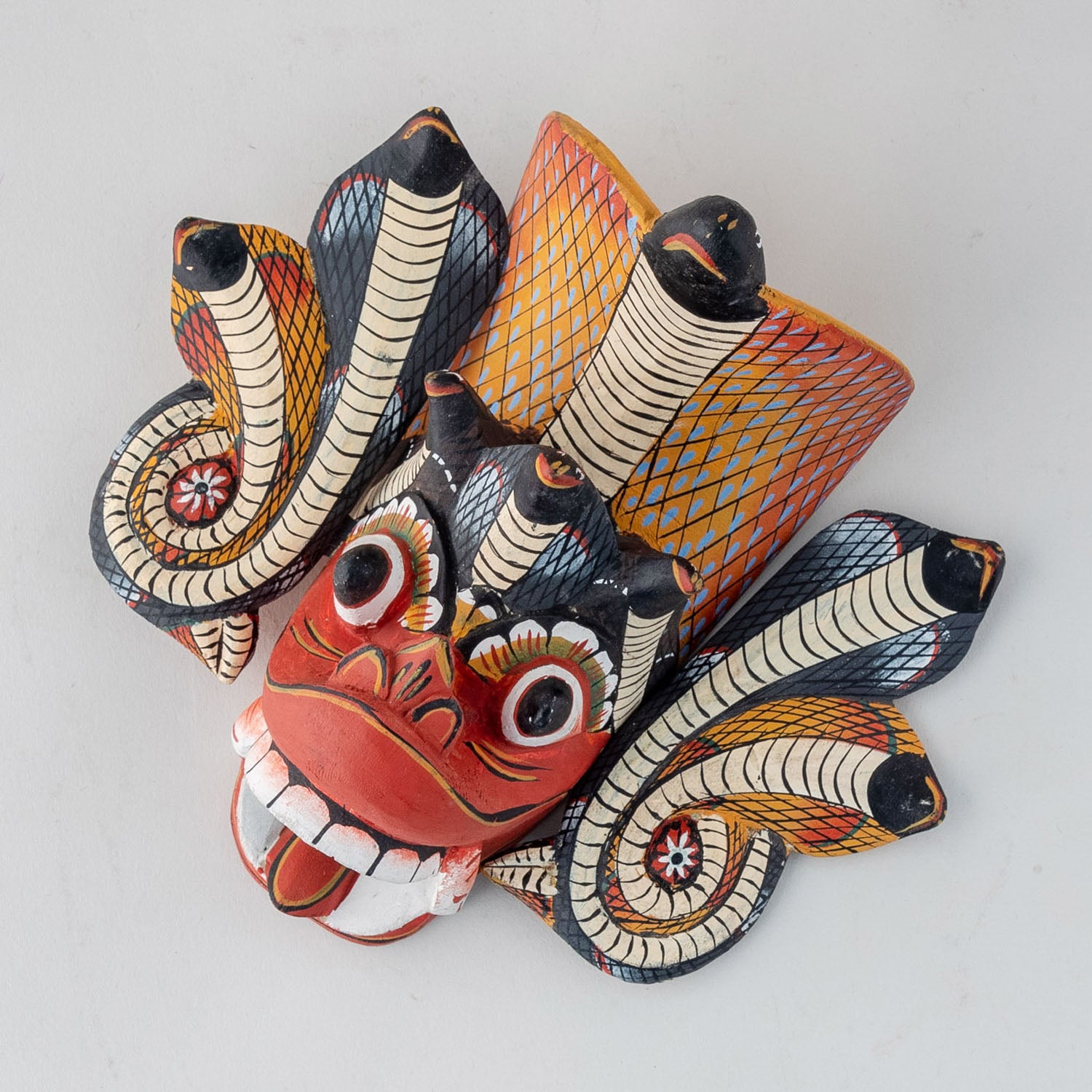 Sri Lankan Naga Raksha Wooden Mask - 6 x 7.5"