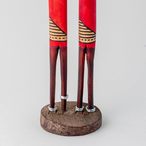 Wooden Sculpture of Masai Pair - Checkered, 12 Inches - Eyaas