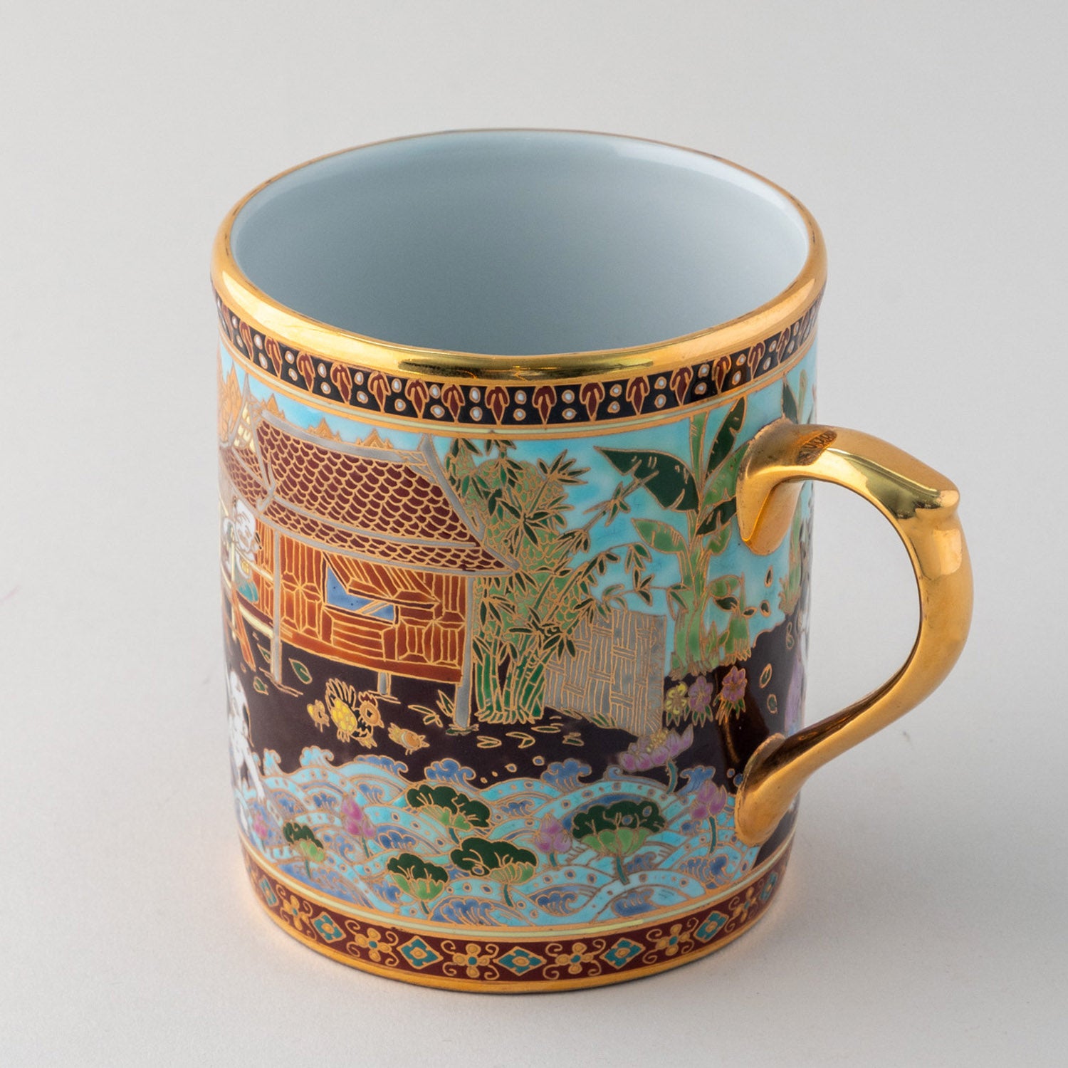 Benjarong Porcelain Mug - Thai Village Life