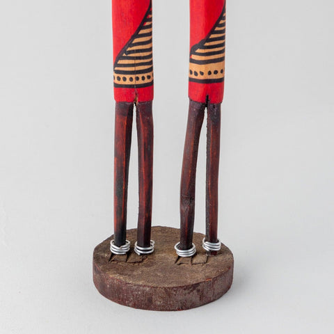 Wooden African Masai Tribal Pair - 12 Inches, Striped - Eyaas