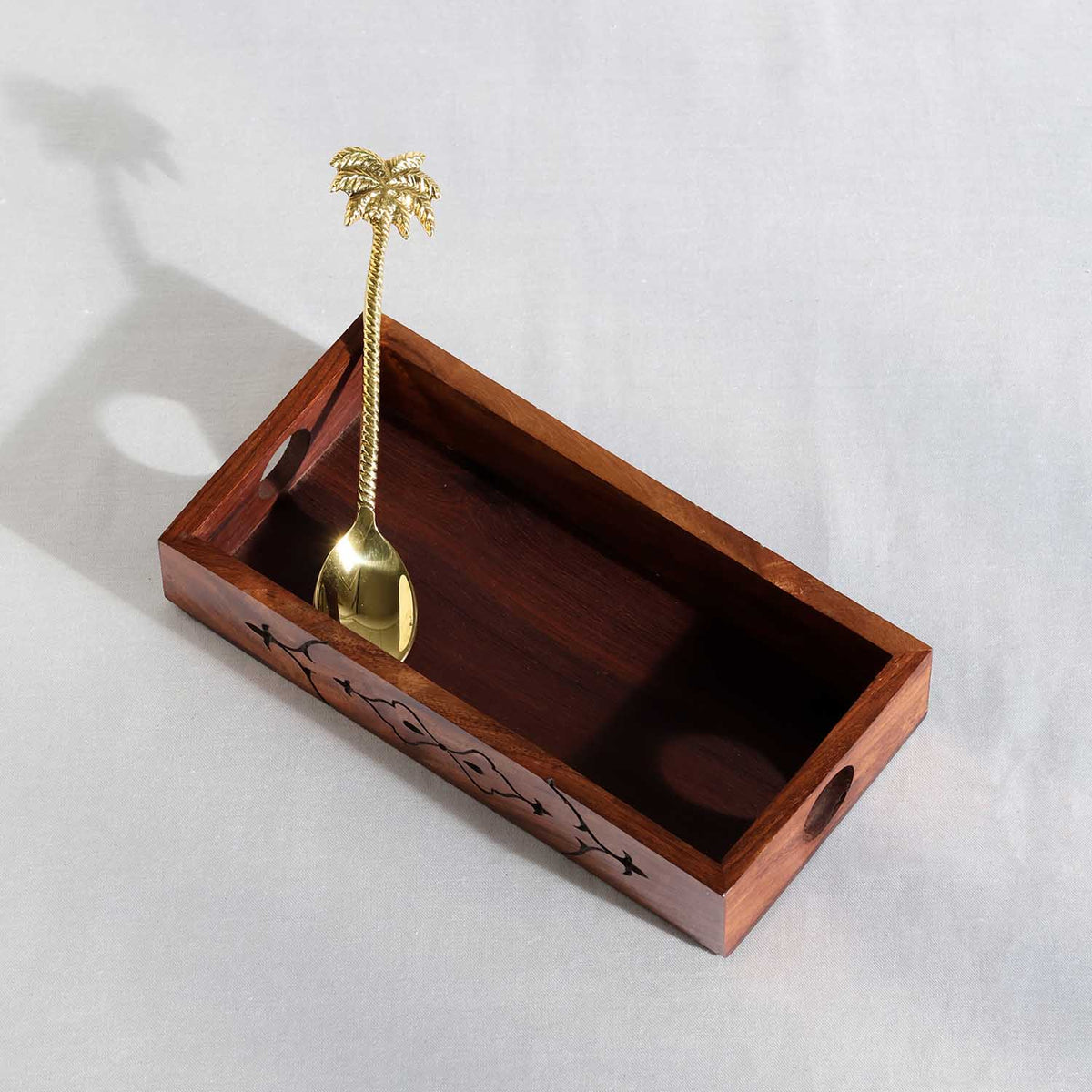 Mughal Sheesham Wood Hand-Carved Tray