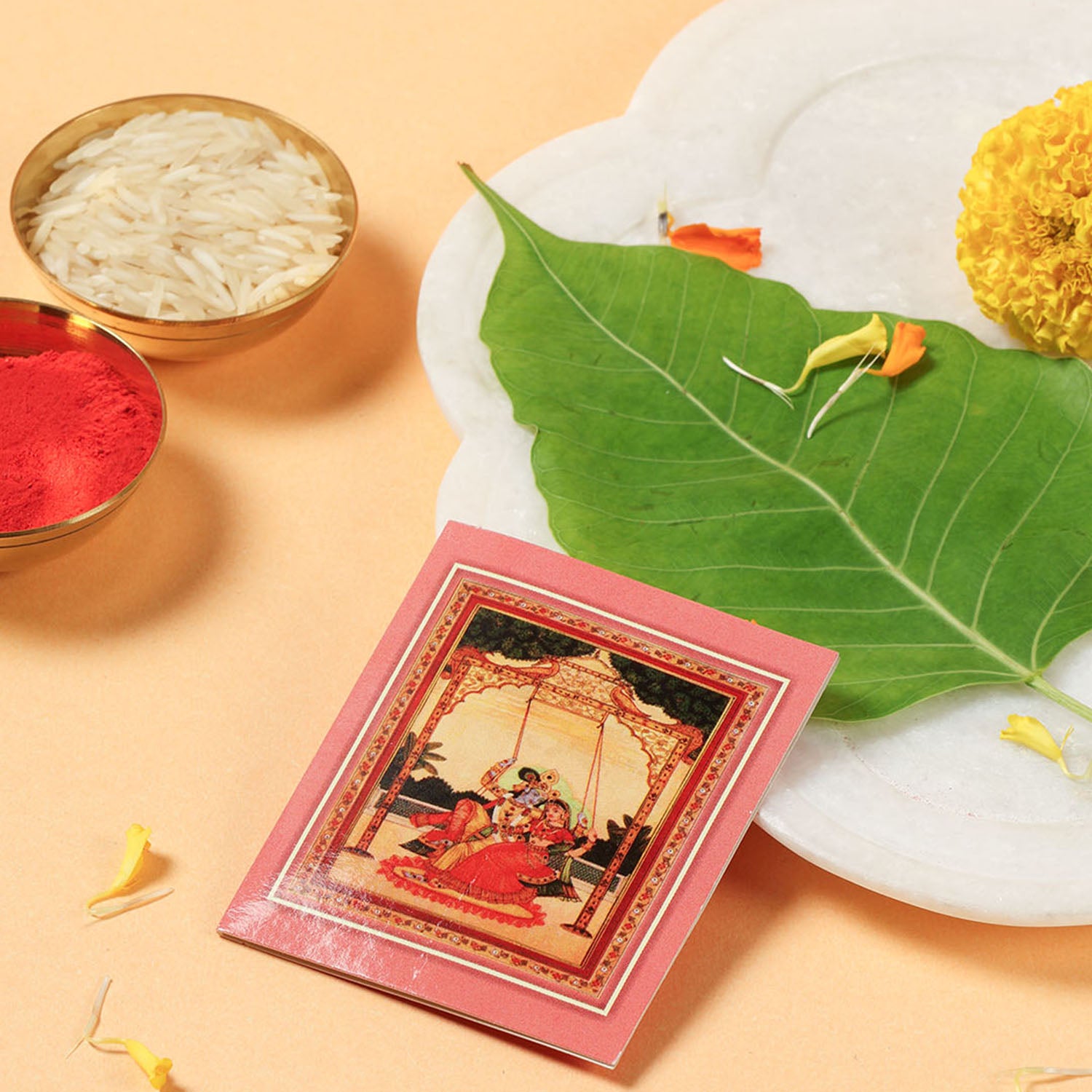 1 Quilled Rakhi, Crochet Toy & Roli Tika Gift Set, Bird