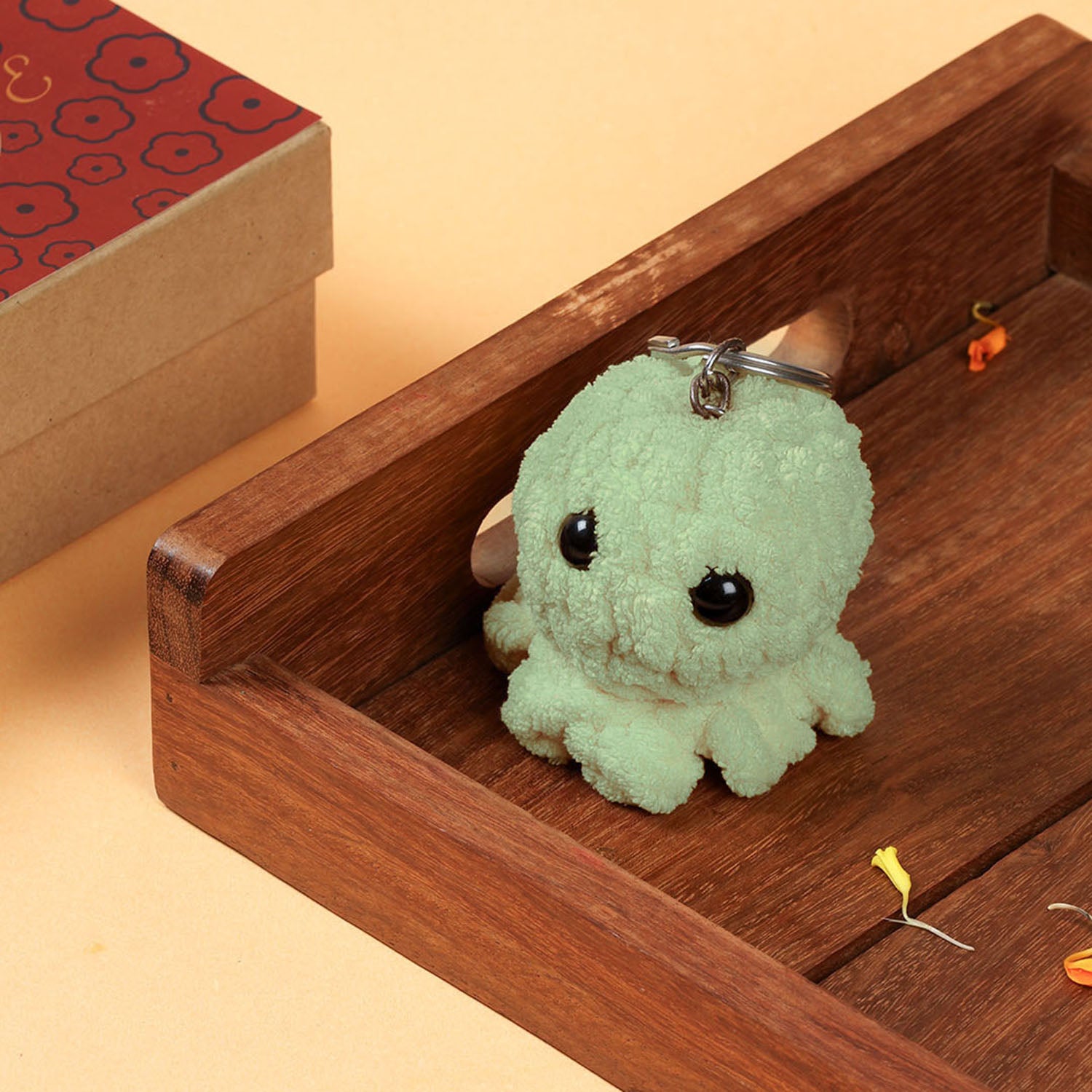 1 Quilled Rakhi, Crochet Toy & Roli Tika Gift Set, Peacock