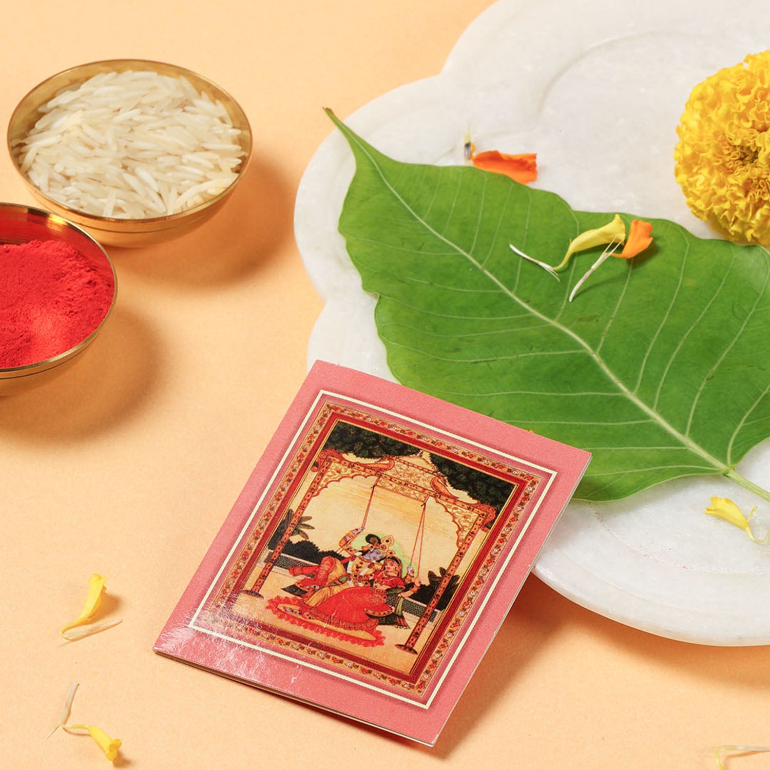 1 Crochet Rakhi, Crochet Toy & Roli Tika Gift Set, Flower