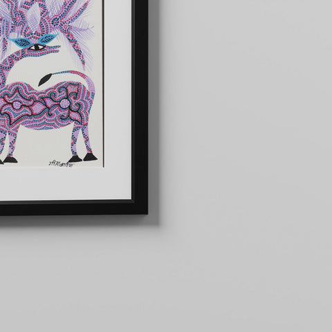 Barasinha Bhil Painting, Purple & Blue - Eyaas