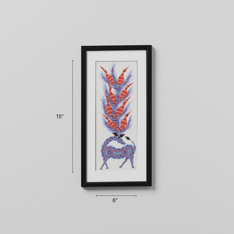 Barasinha Bhil Painting, Blue & Orange - Eyaas