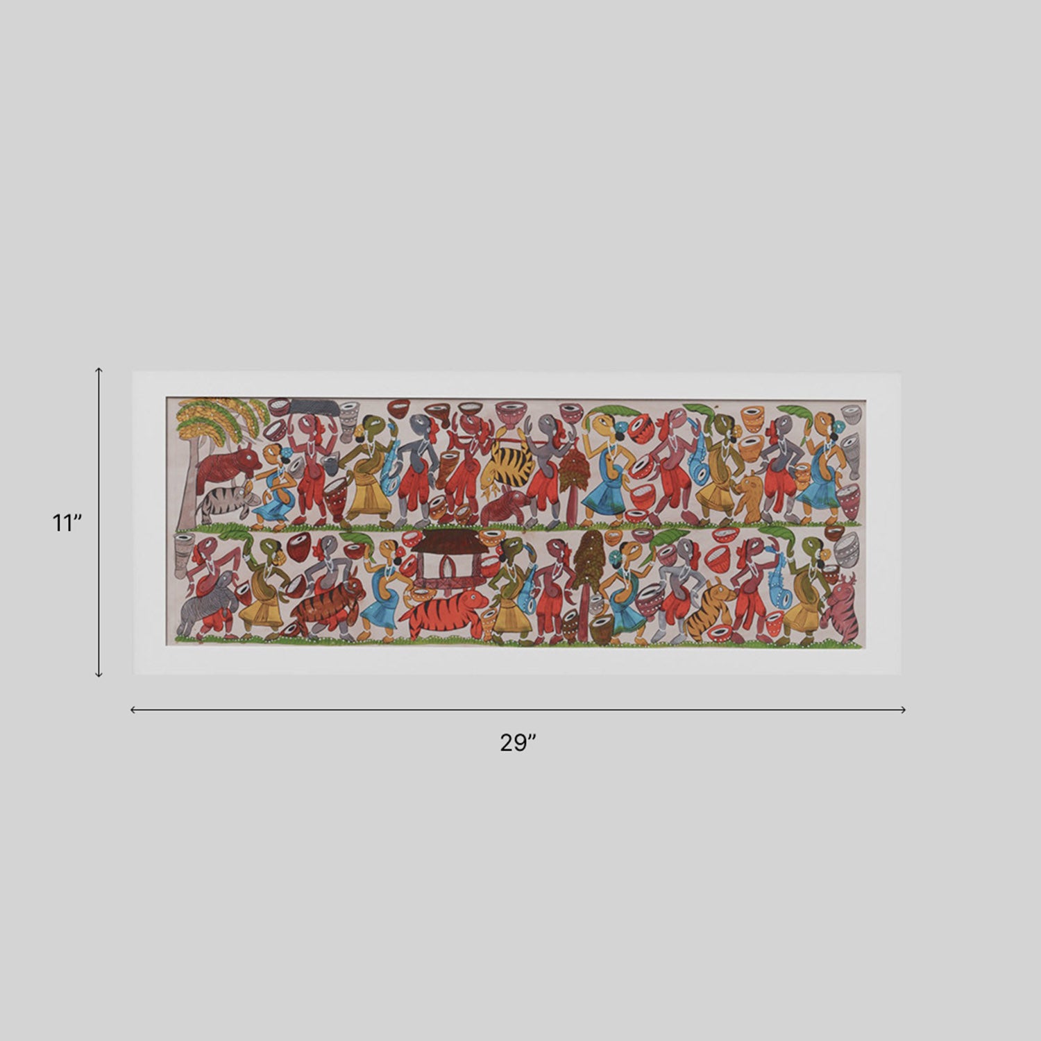 Santhal Painting Festival Celebration, 29x11 Inches