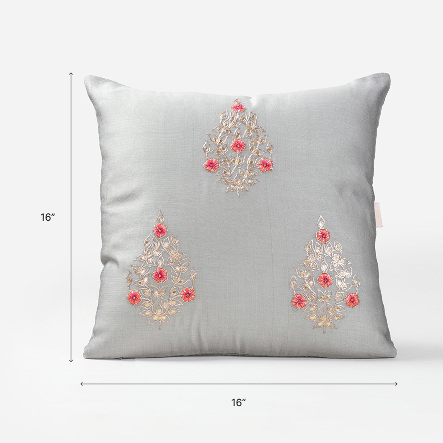 Embroidered Chanderi Cushion 16x16 - Set of 2