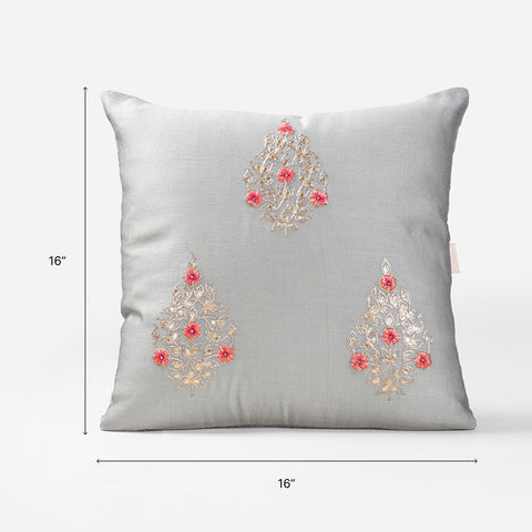 Embroidered Chanderi Cushion 16x16 - Set of 2