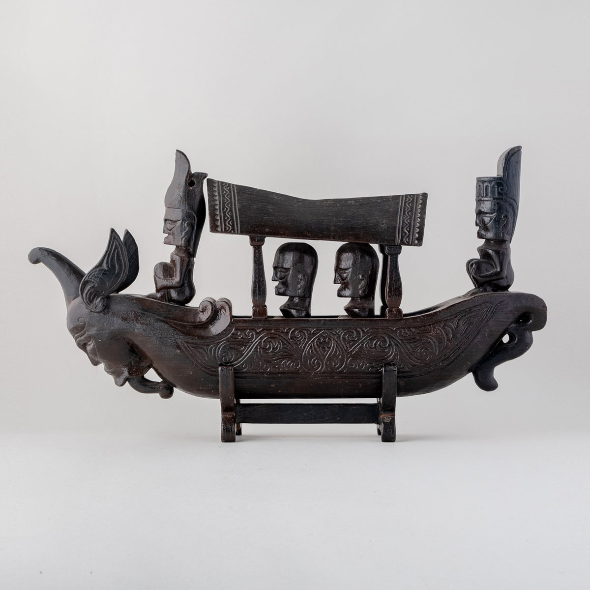 Indonesian Hand-Carved Wooden Dragon Boat