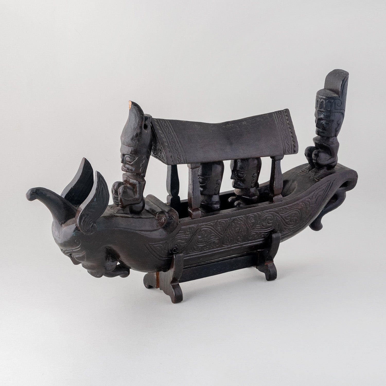 Indonesian Hand-Carved Wooden Dragon Boat