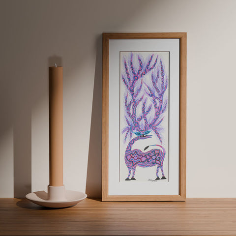 Barasinha Bhil Painting, Purple & Blue - Eyaas