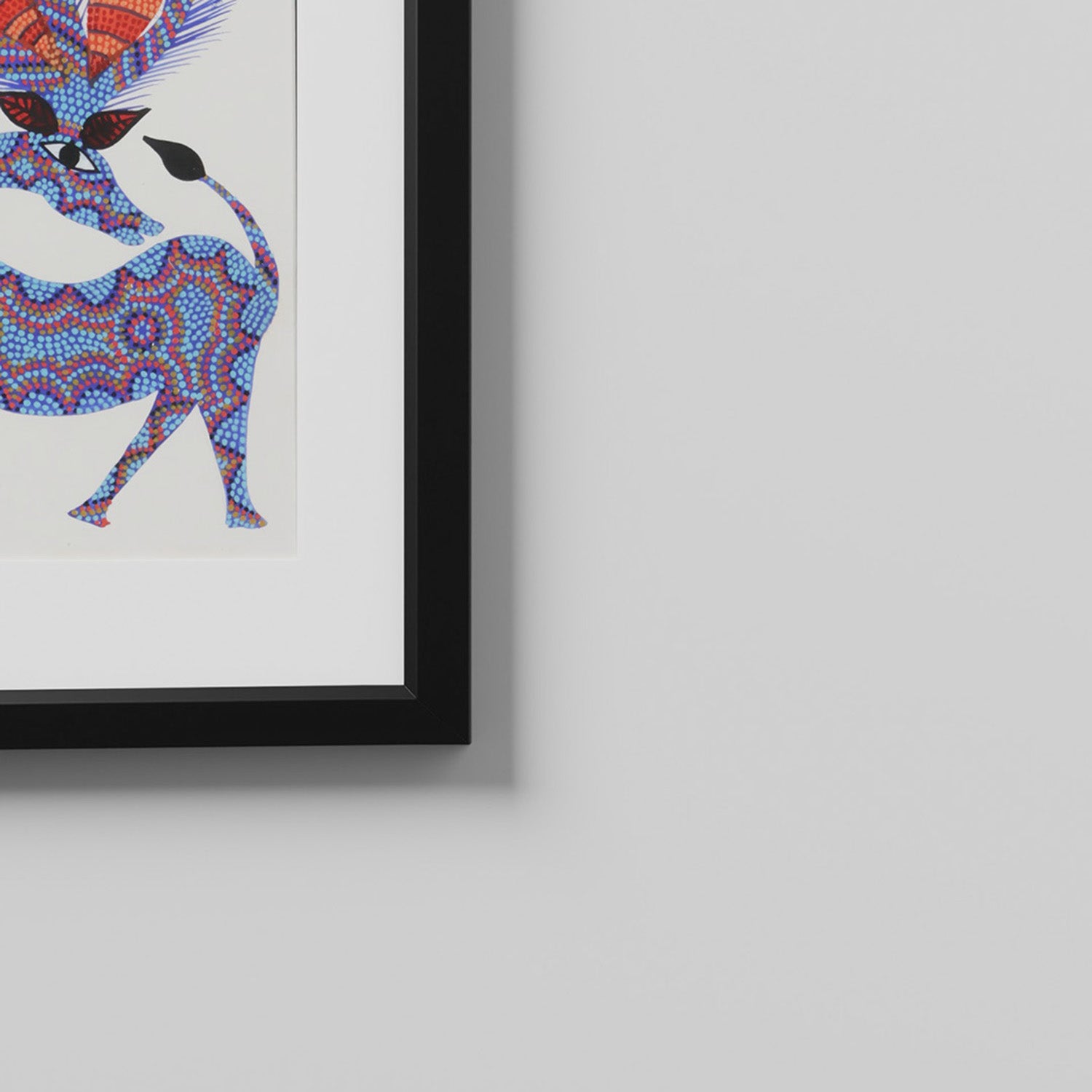 Barasinha Bhil Painting, Blue & Orange