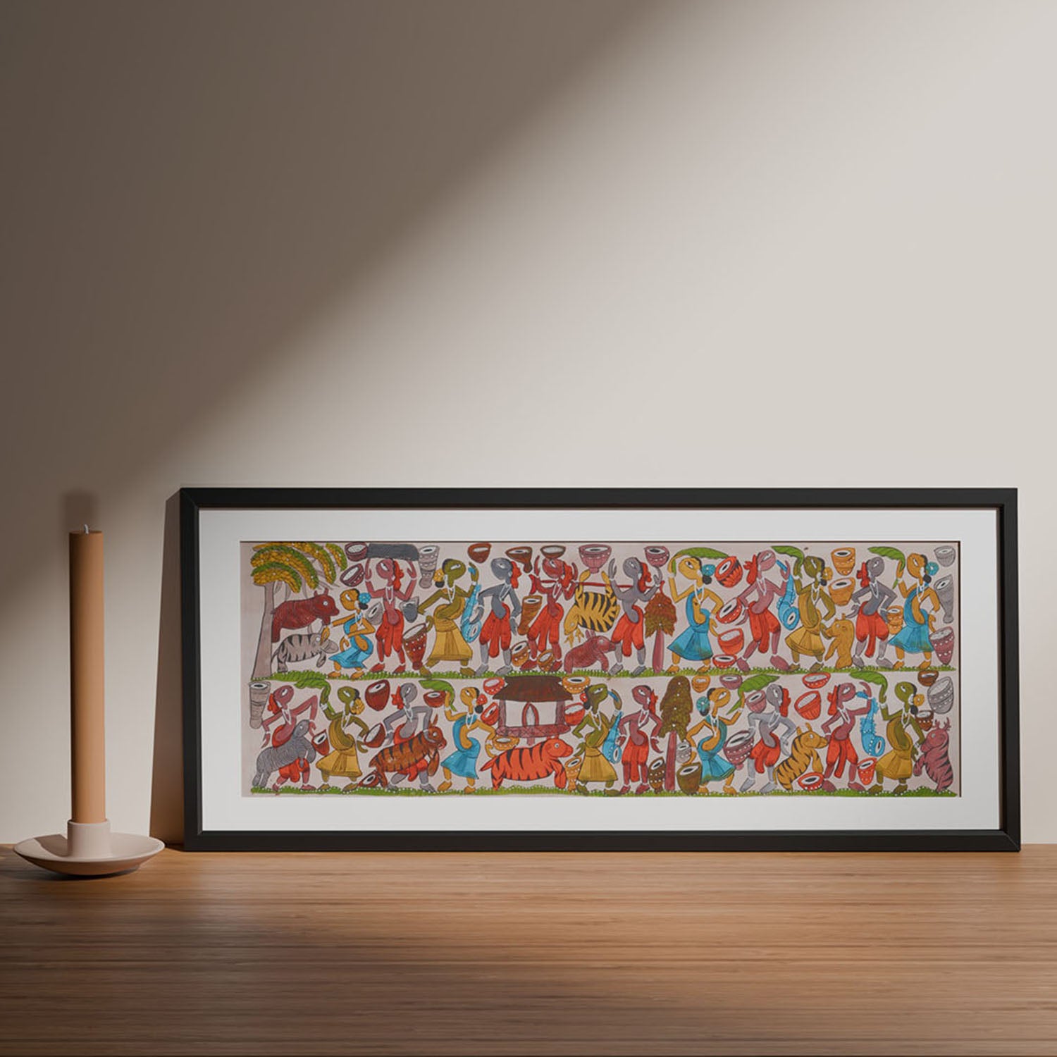 Santhal Painting Festival Celebration, 29x11 Inches