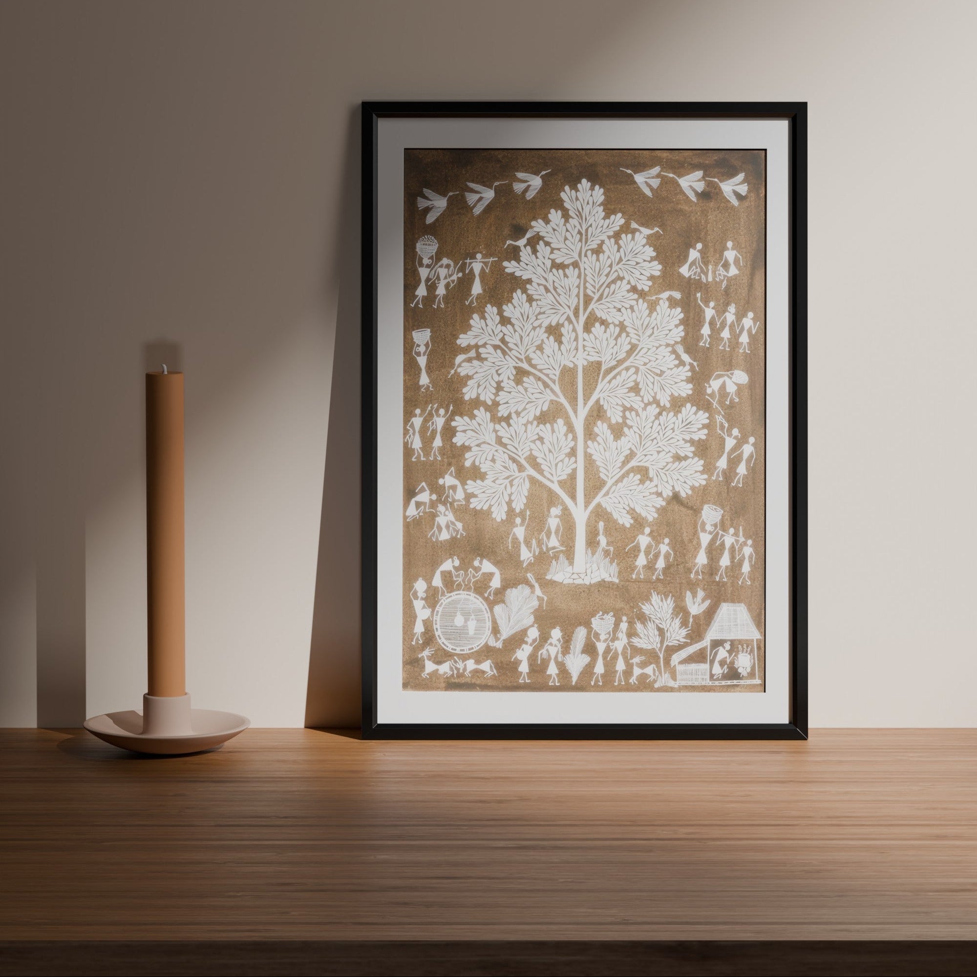 Daily Life Warli Tree of Life Painting 17x21