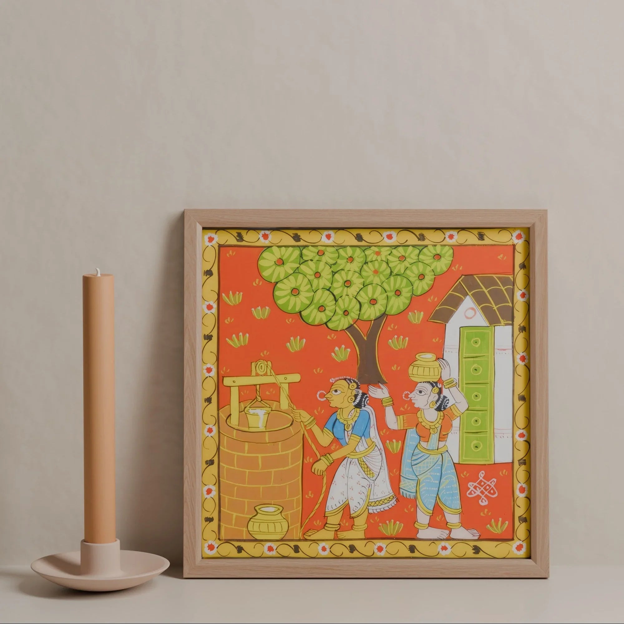 Cheriyal Painting Women At the Water Well 11.5x11.5 - Eyaas