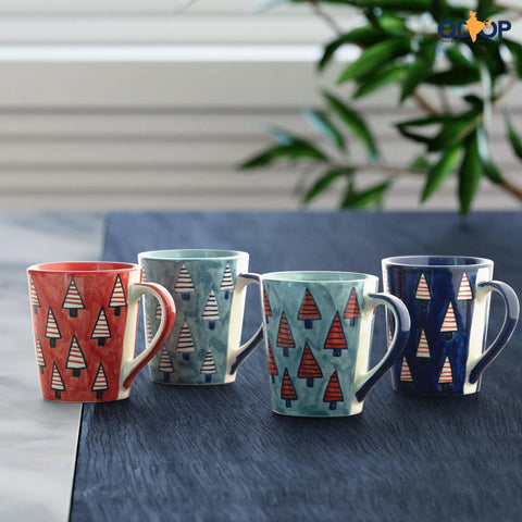 Christmas Ceramic Coffee Mug - Set of 2 (Grey and Red) - Eyaas