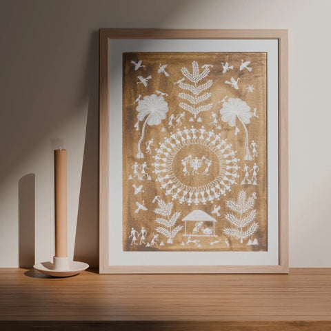 Warli Art, Dhol & Trumpet Playing, 16x22 - Eyaas